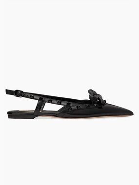 Valentino Garavani Rockstud Bow Patent Slingback Ballerinas Black 38